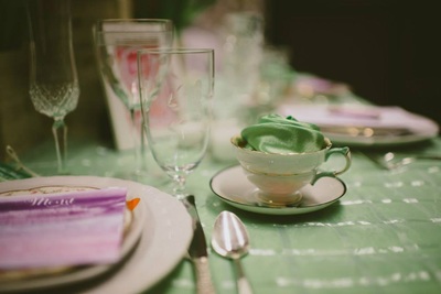Place setting with teacups